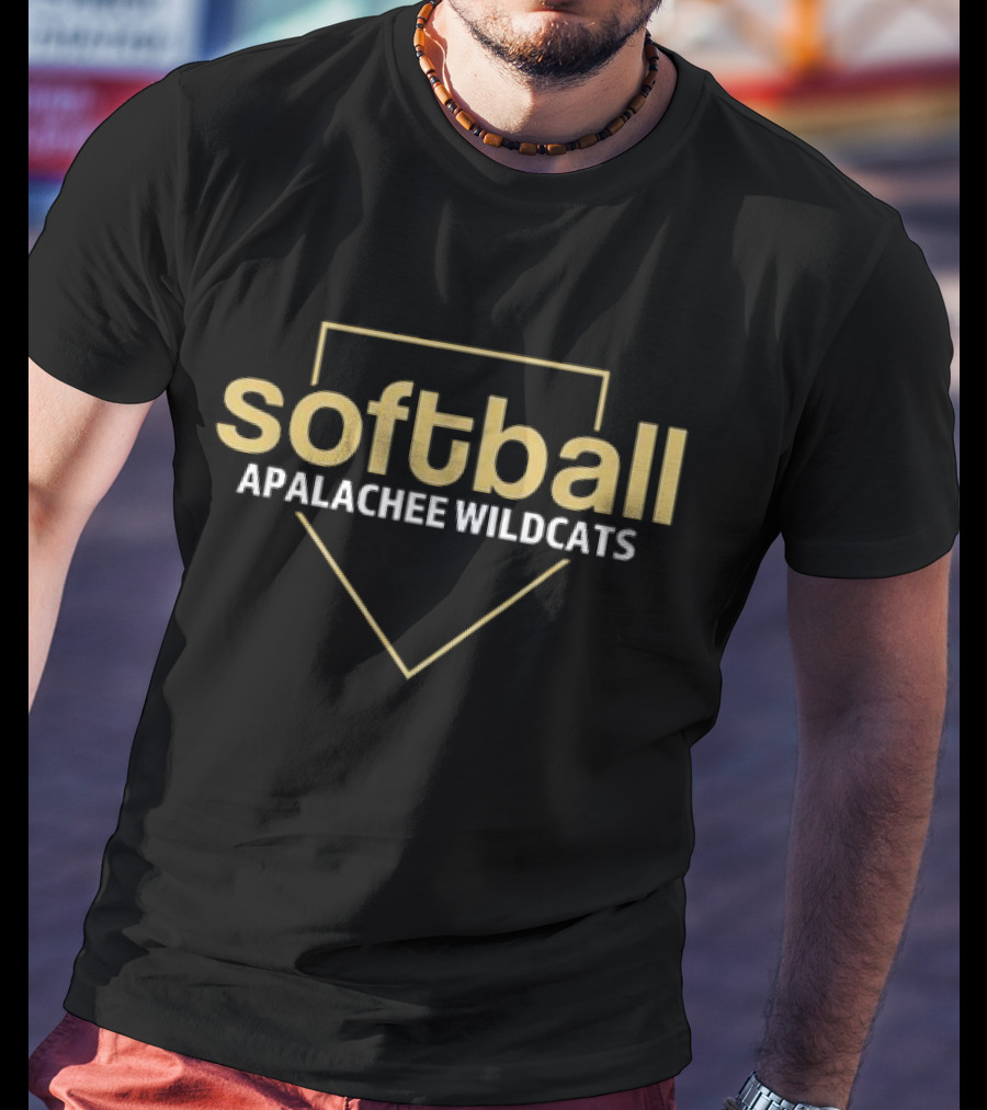 Softball Apalachee Wildcats Home Plate Emblem T-Shirt
