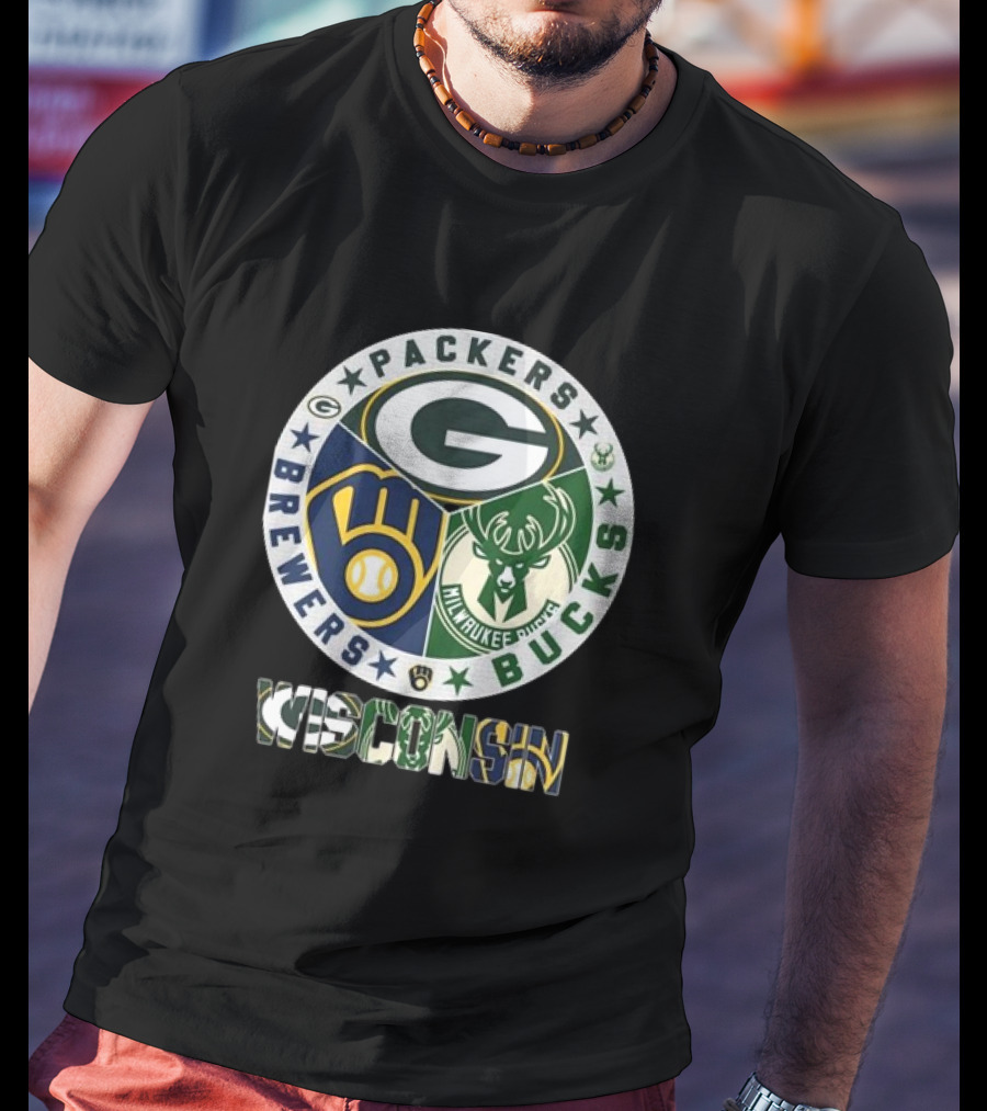 Green Bay Packers Milwaukee Brewers Milwaukee Bucks Wisconsin T-Shirt