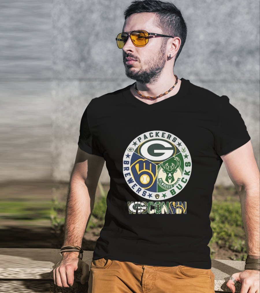 Green Bay Packers Milwaukee Brewers Milwaukee Bucks Wisconsin T-Shirt