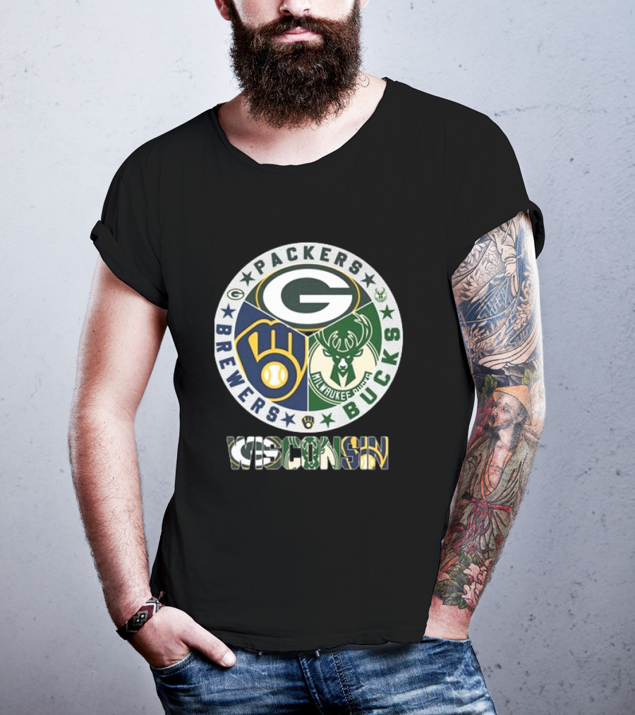 Green Bay Packers Milwaukee Brewers Milwaukee Bucks Wisconsin T-Shirt