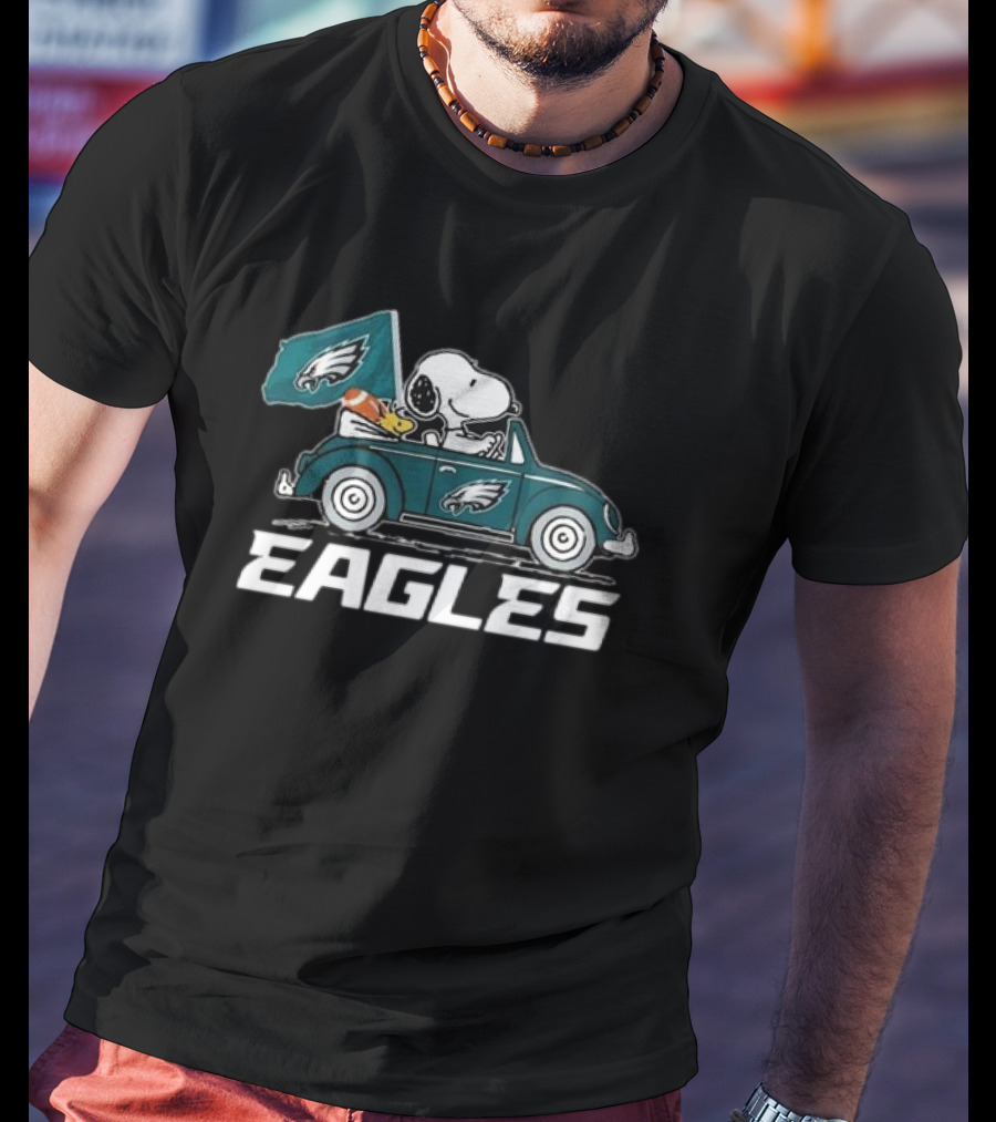 Philadelphia Eagles Snoopy Woodstock Car Ride T-Shirt