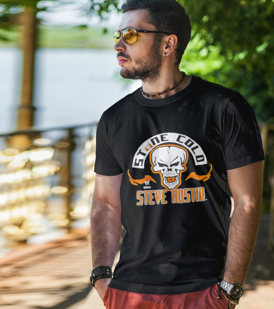 Stone Cold Steve Austin WWE Skull Flame Vintage T-Shirt