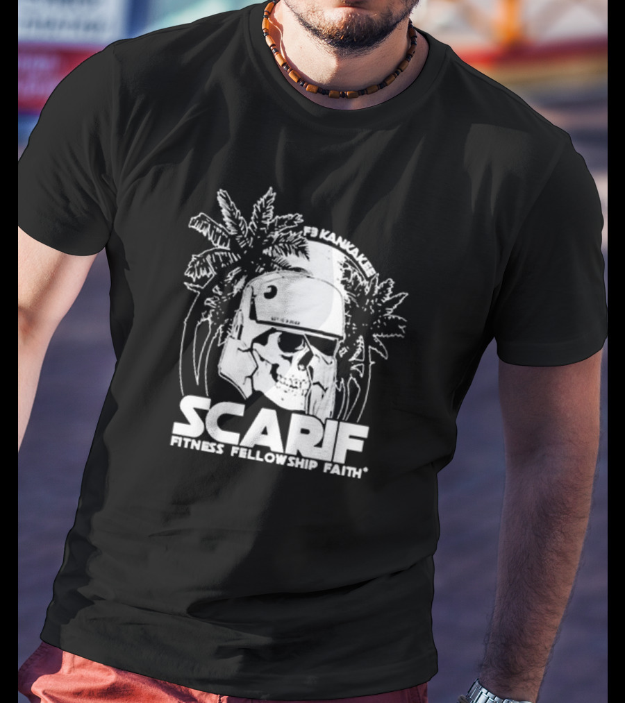 F3 Kankakee Scarif Fitness Fellowship Faith Stormtrooper Palm Trees T-Shirt