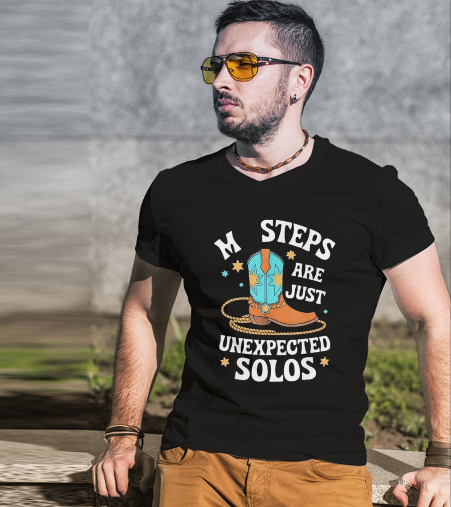 Line Dancing Missteps Are Just Unexpected Solos Cowboy Boot Rope Star T-Shirt