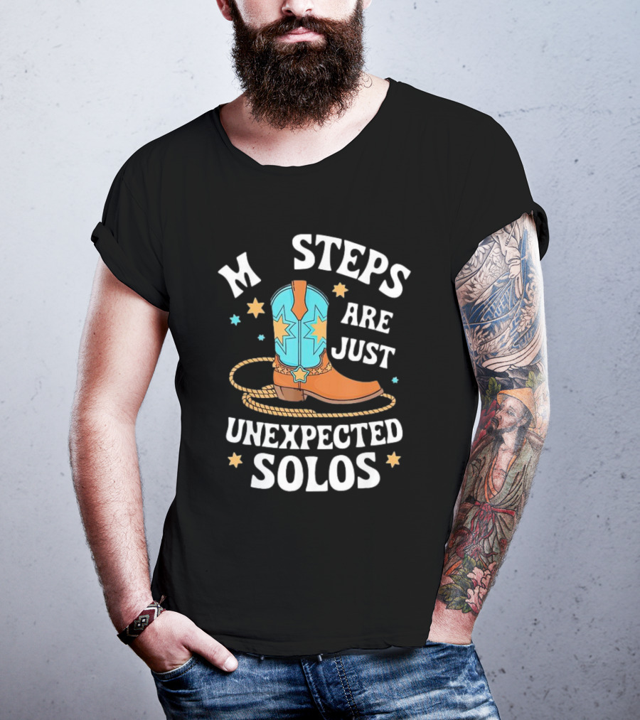 Line Dancing Missteps Are Just Unexpected Solos Cowboy Boot Rope Star T-Shirt