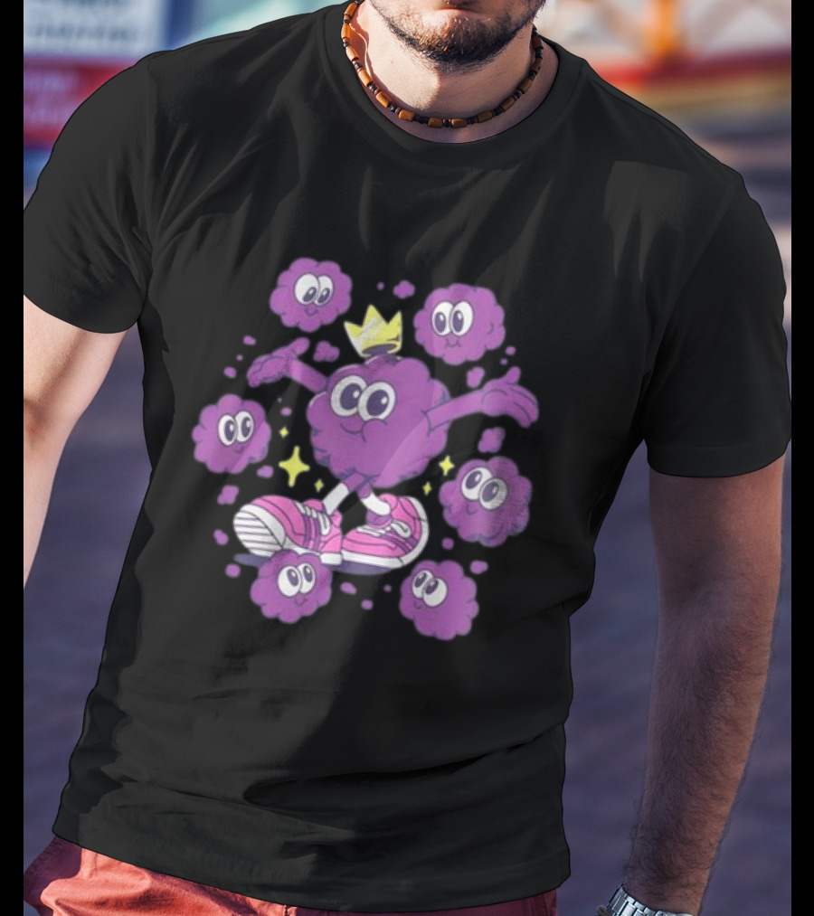 Ranboo Particle Palooza Crowned Purple Character With Sneakers And Stars T-Shirt