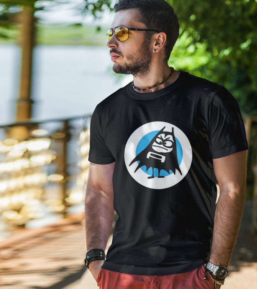 The Aquabats Lil Bat Classic Icon With Cartoon Bat And Mask In Circle T-Shirt