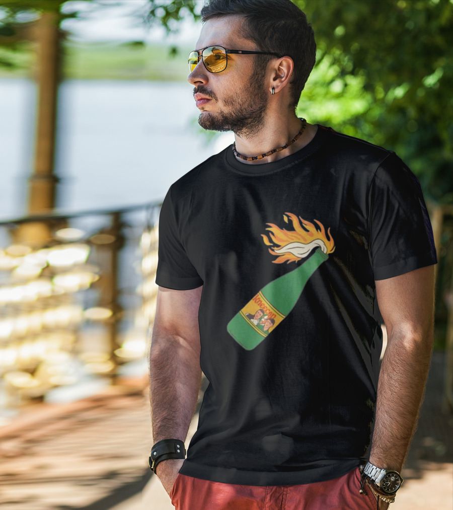 Kneecap Flaming Buckfast Molotov Bottle Green T-Shirt