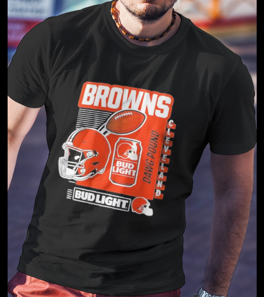 Browns Cleveland Bud Light Dawg Pound Football Helmet T-Shirt