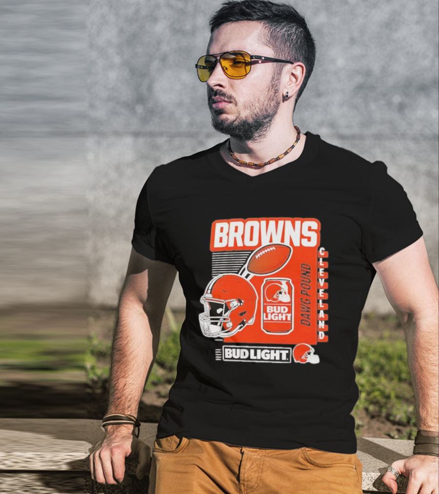 Browns Cleveland Bud Light Dawg Pound Football Helmet T-Shirt