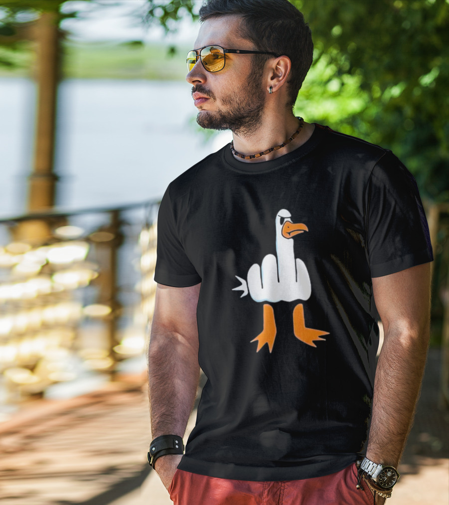 Duck Flipping The Bird Middle Finger Gesture T-Shirt