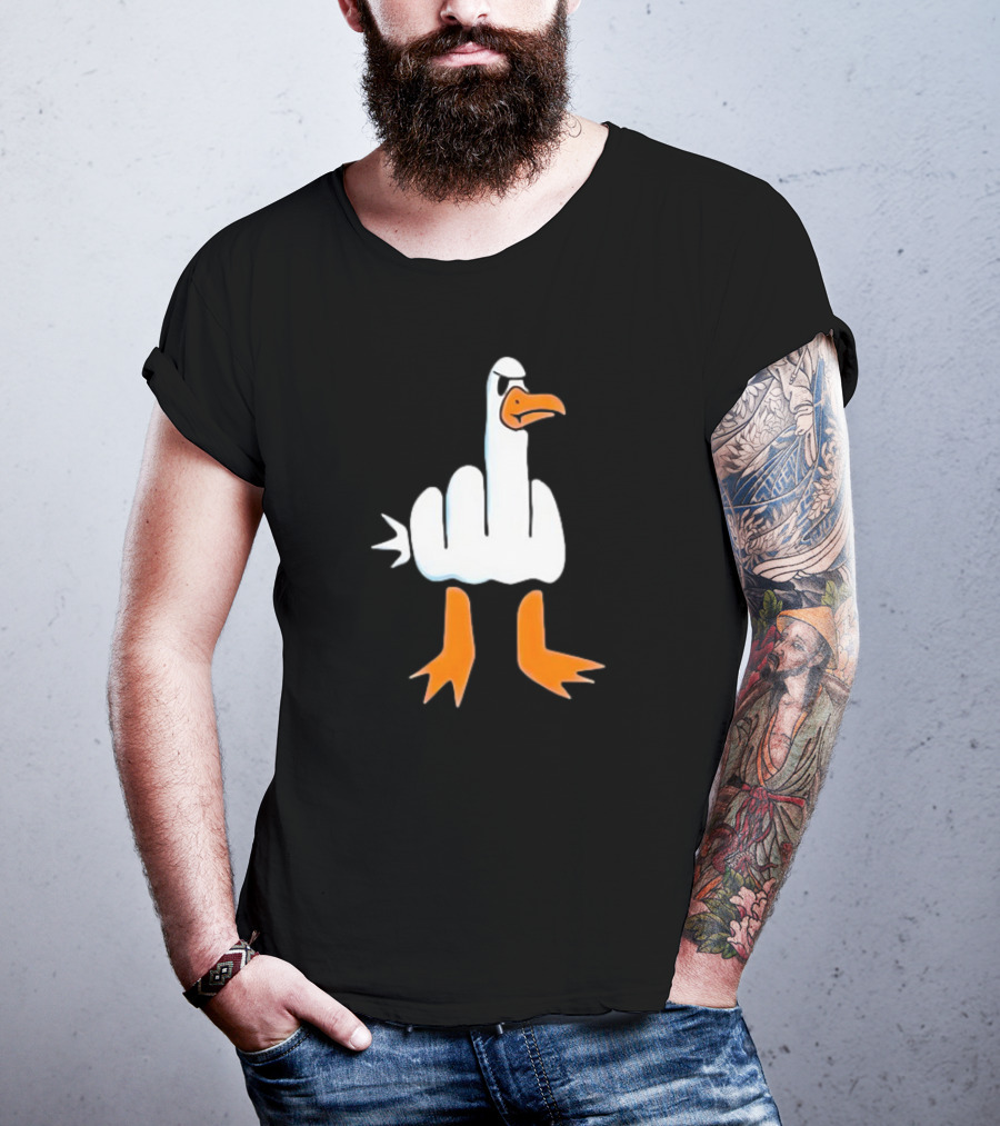 Duck Flipping The Bird Middle Finger Gesture T-Shirt