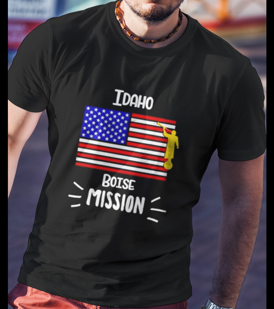 Idaho Boise Mission US Flag With Angel Moroni T-Shirt