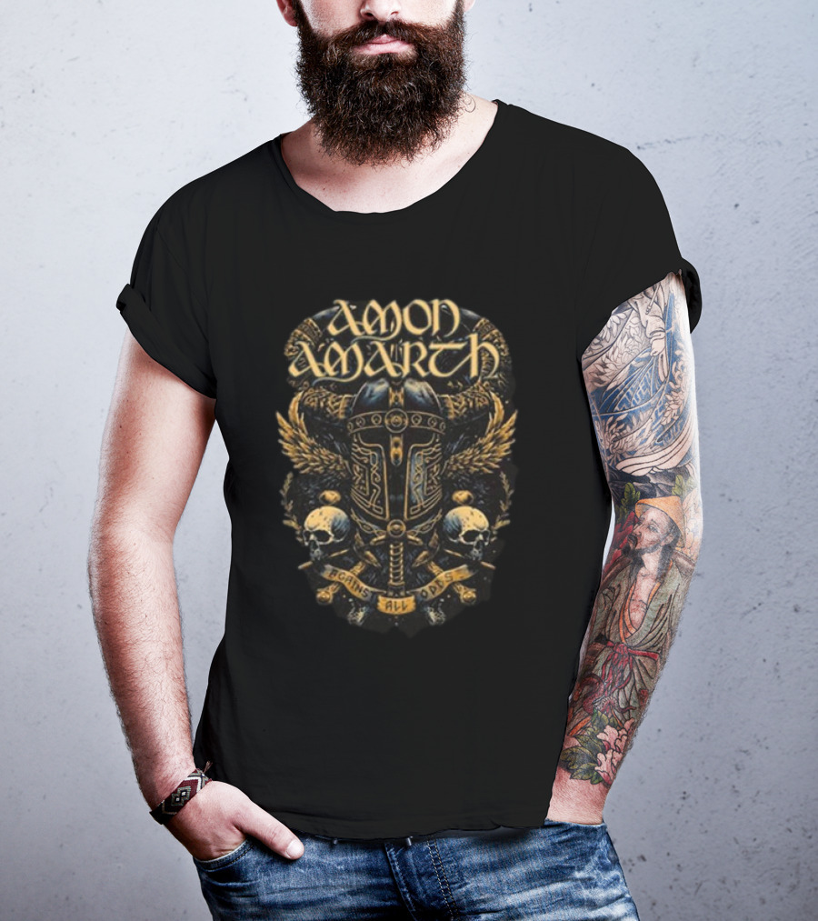 Amon Amarth Against All Odds Viking Helmet And Skull Wing Armor T-Shirt