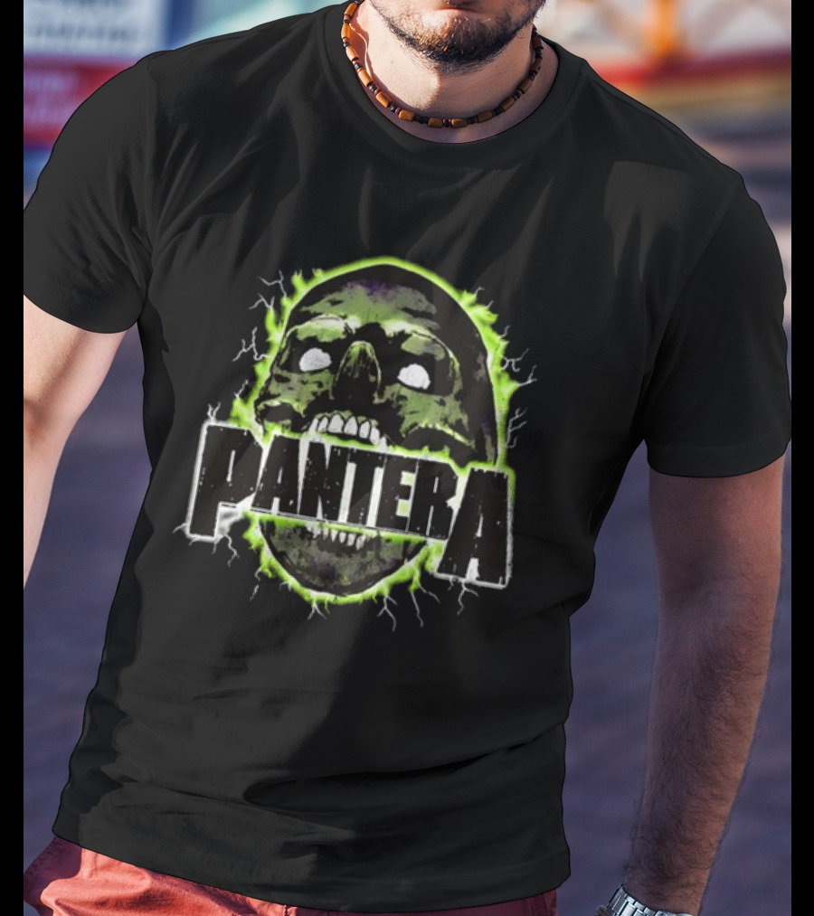 Pantera Electric Green Glowing Skull T-Shirt