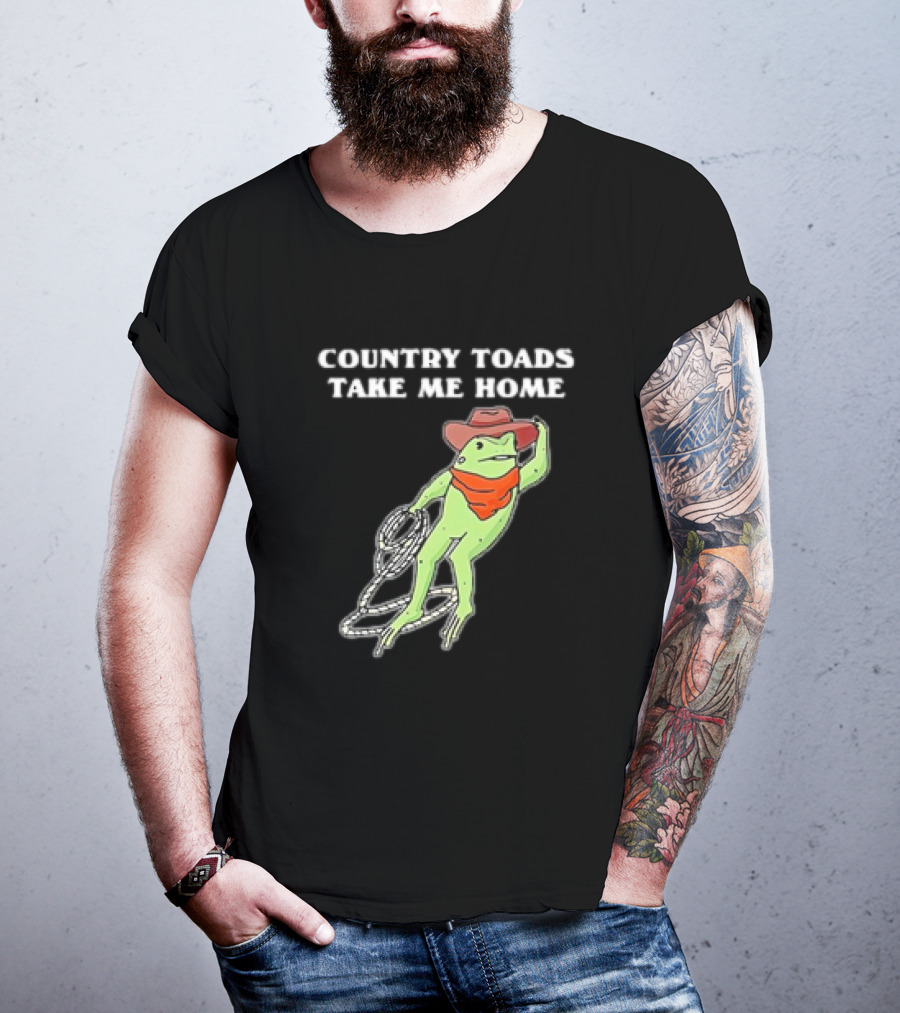 Country Toads Take Me Home Cowboy Frog Funny Western T-Shirt