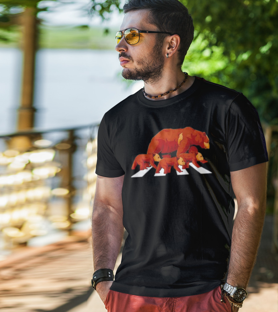 Crossing Road Bear Wildlife Wild Camping Campers Abbey Road Bear T-Shirt