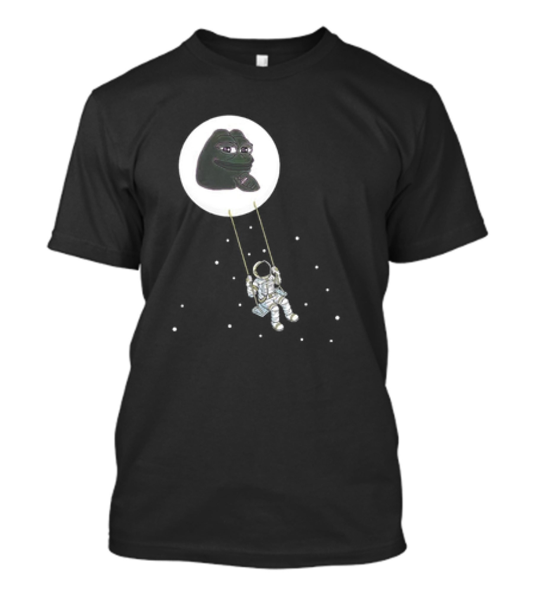Pepe Crypto Astronaut Swinging On Moon Pepe Coin T-Shirt