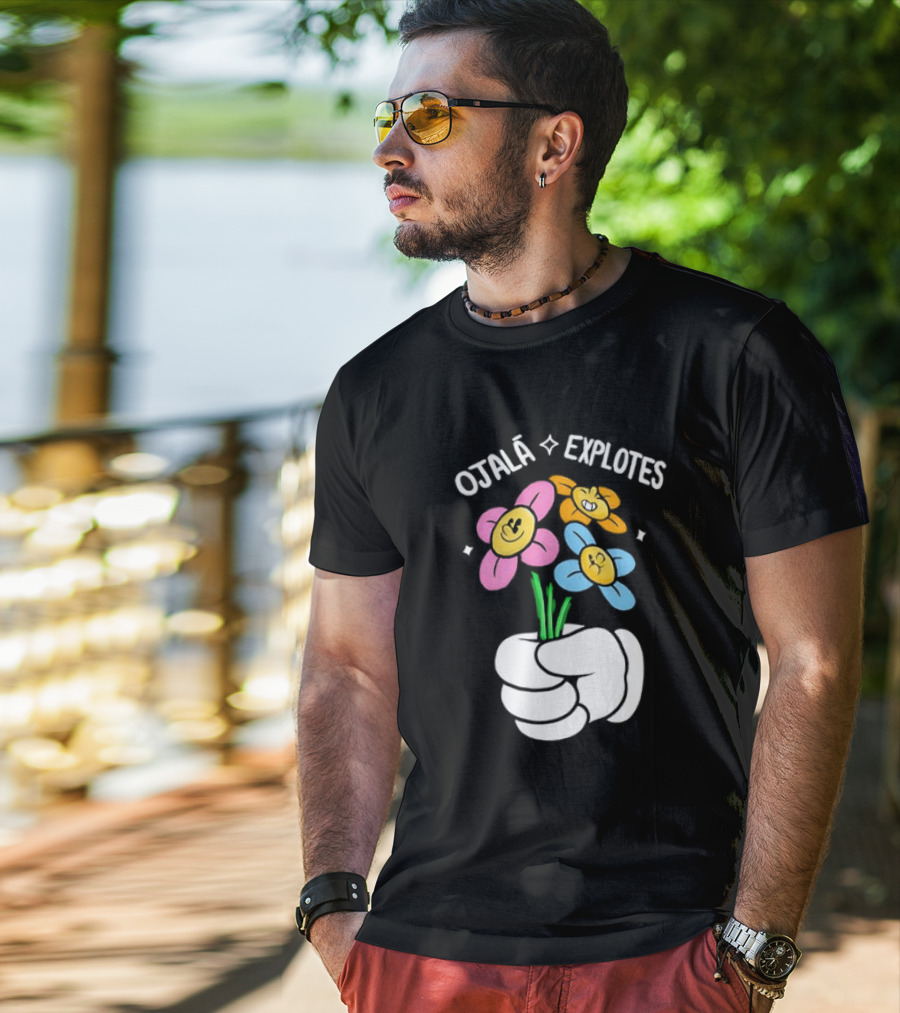 El Mariana Ojalá Explotes Happy Face Flowers T-Shirt