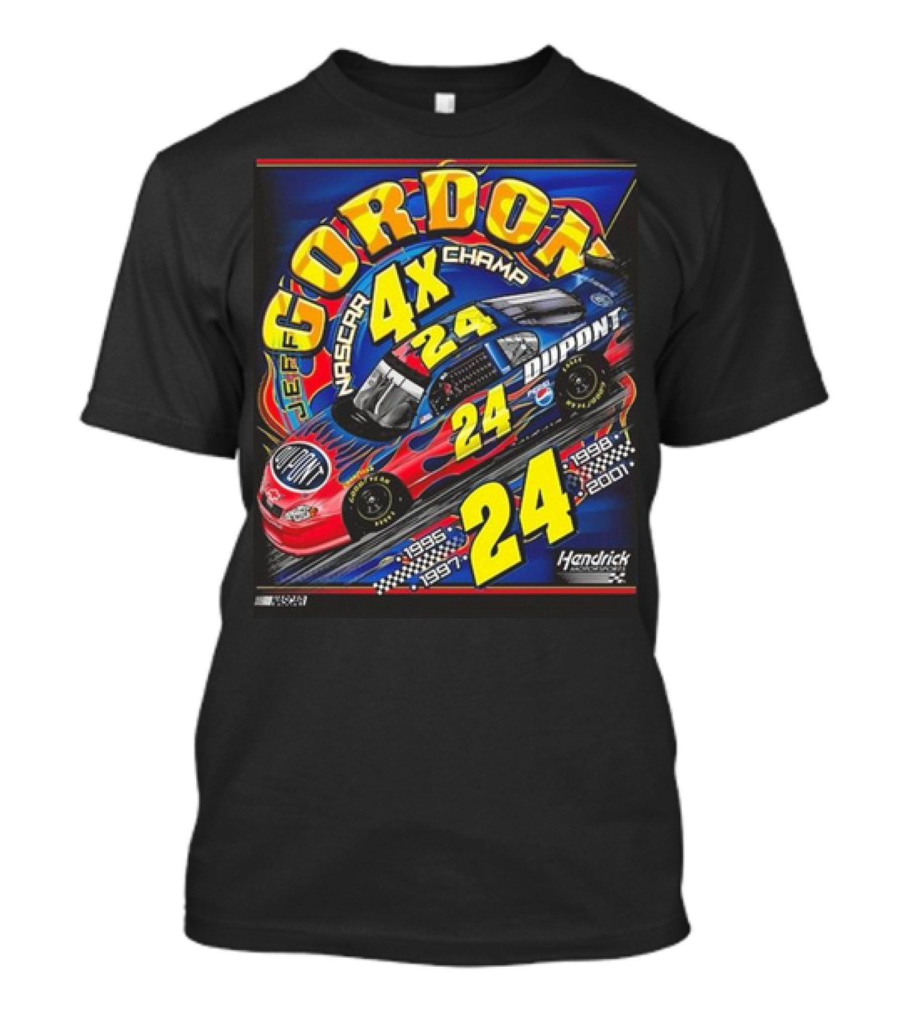 Jeff Gordon #24 Dupont NASCAR 4X Champ 1995-1997-1998-2001 Hendrick Racing T-Shirt