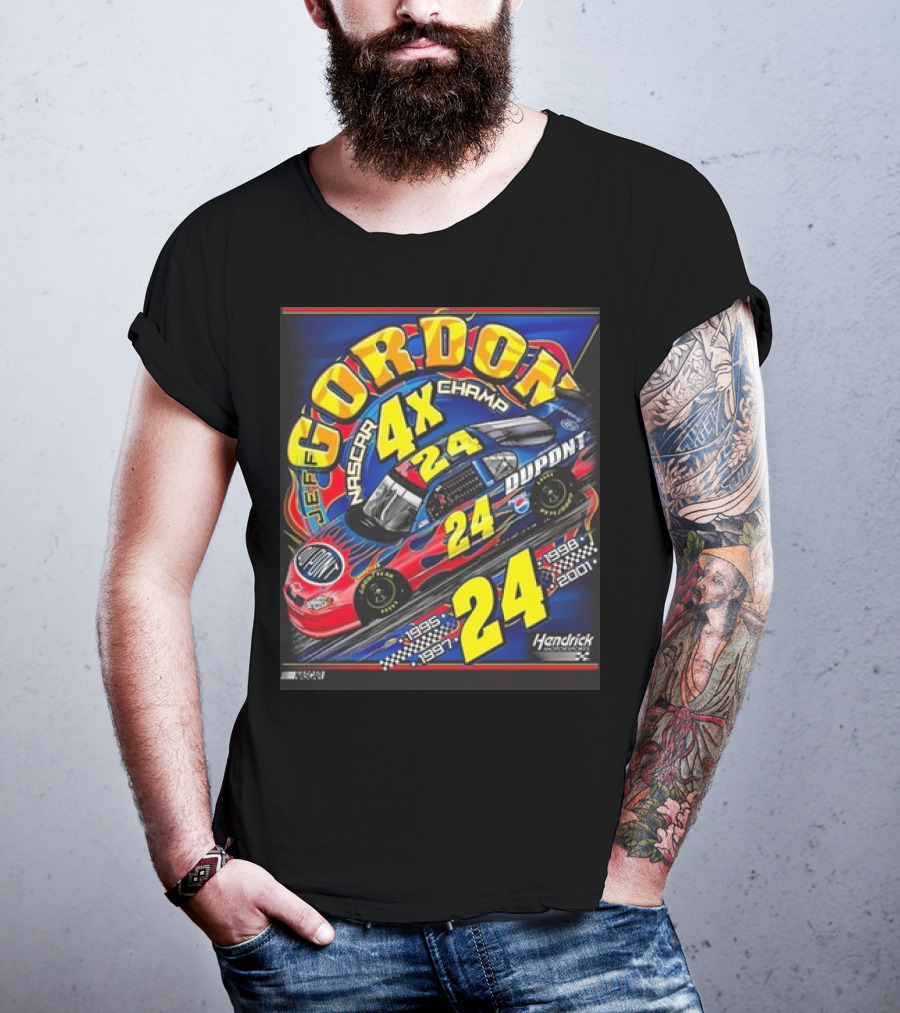 Jeff Gordon #24 Dupont NASCAR 4X Champ 1995-1997-1998-2001 Hendrick Racing T-Shirt