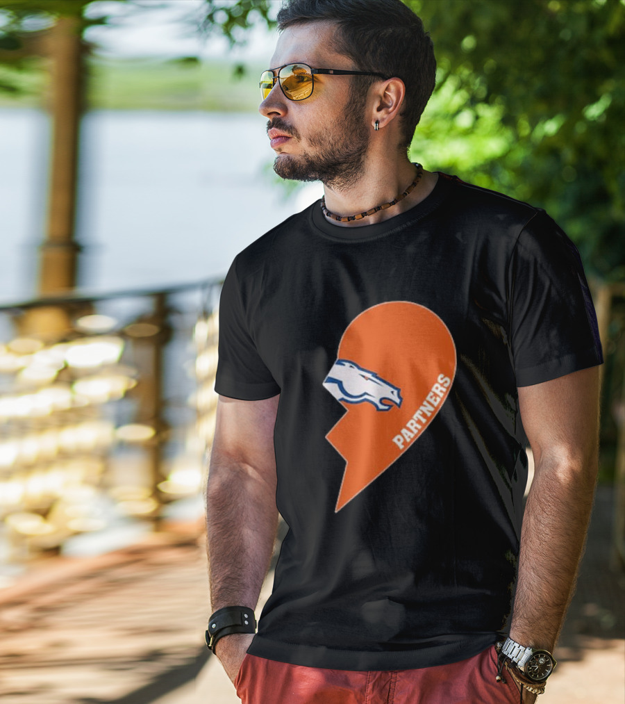 Denver Broncos Orange Half Heart Partners T-Shirt