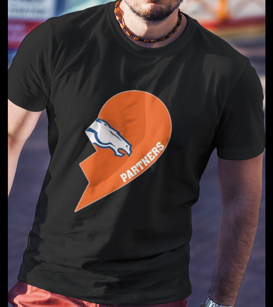 Denver Broncos Orange Half Heart Partners T-Shirt