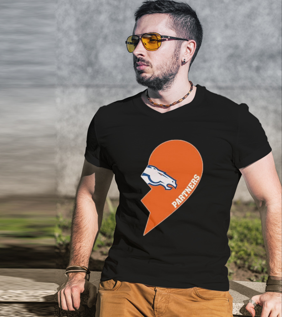 Denver Broncos Orange Half Heart Partners T-Shirt