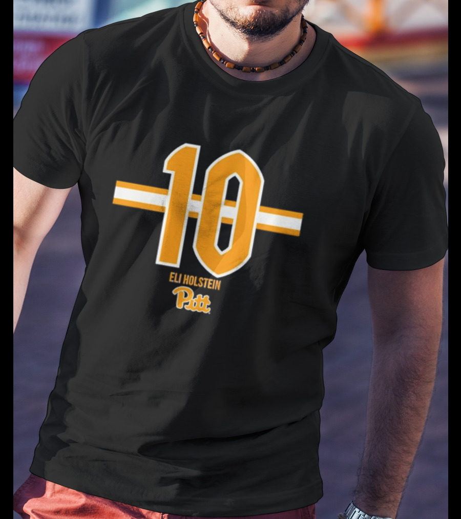 Pitt Football Eli Holstein Number 10 Stripe T-Shirt