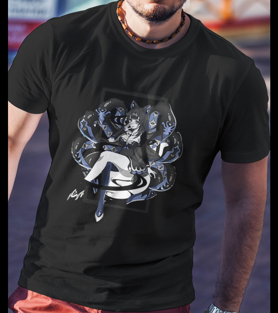 Abelia Release The Kraken Anime Tentacle Girl Monochrome T-Shirt