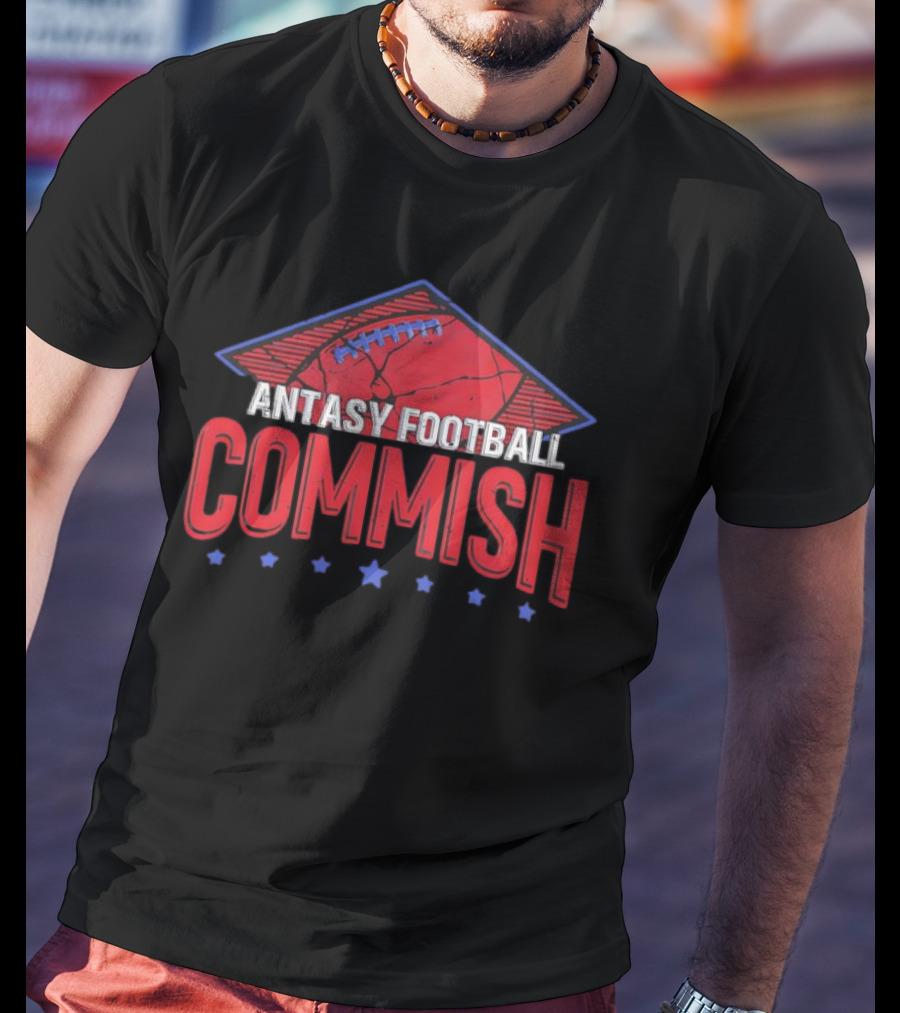 Fantasy Football Commish Vintage Distressed Football Stars T-Shirt