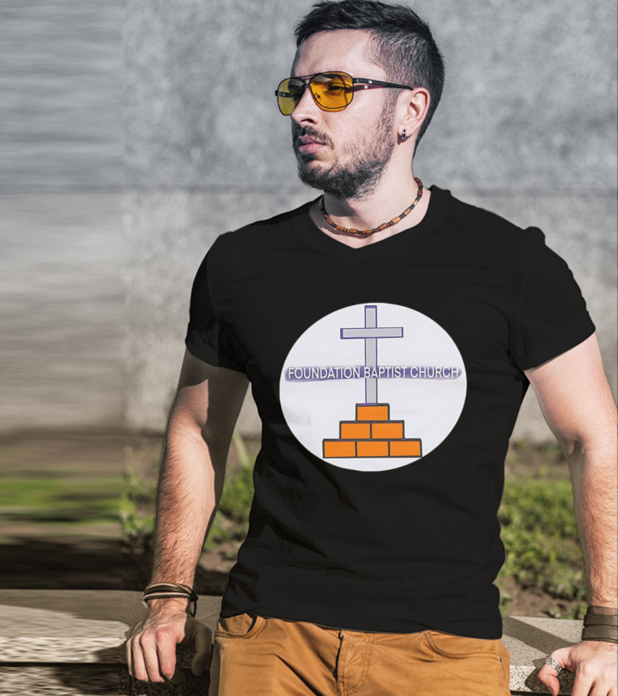 Foundation Baptist Church Cross And Brick Emblem T-Shirt
