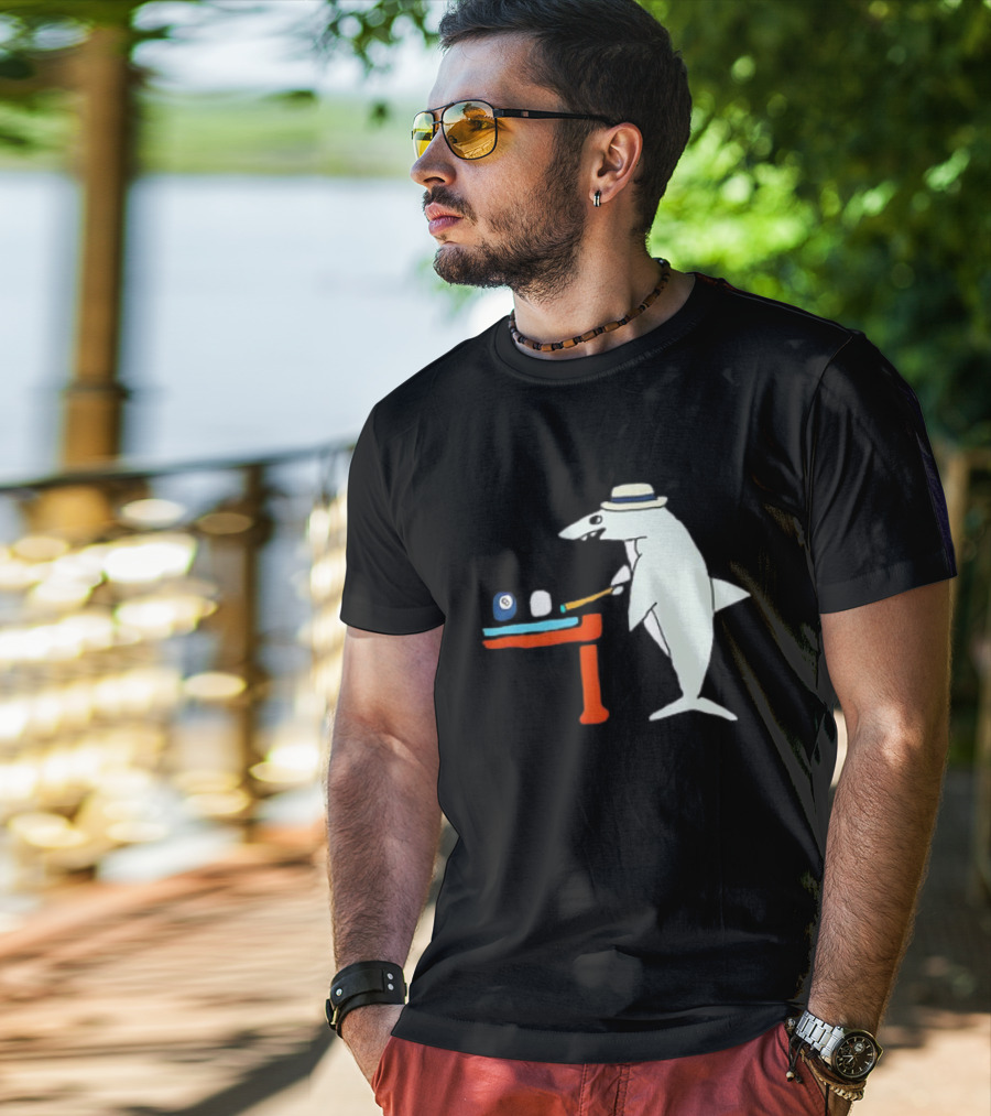 Pool Shark Meme Playing Billiards With Cue And Eight Ball T-Shirt