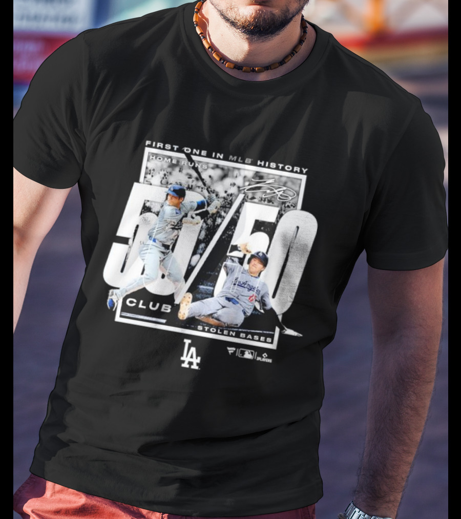 First One In MLB History 50/50 Club Home Runs Stolen Bases LA Dodgers T-Shirt