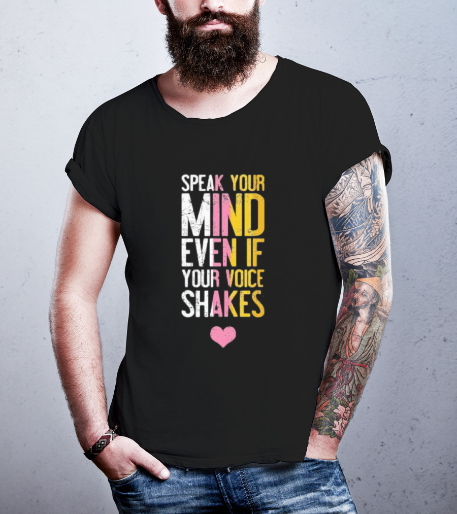 Speak Your Mind Even If Your Voice Shakes RBG Retro Heart T-Shirt