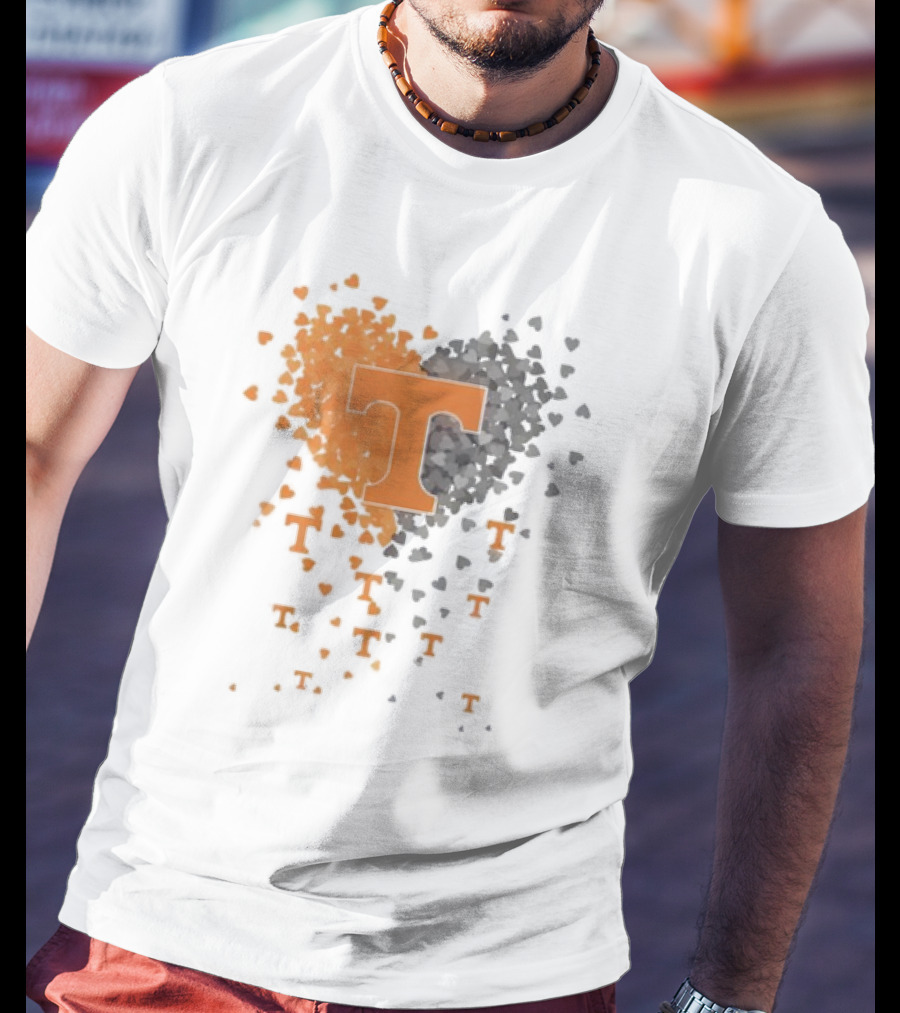 Heart Of Tennessee T With Orange And Gray Hearts T-Shirt