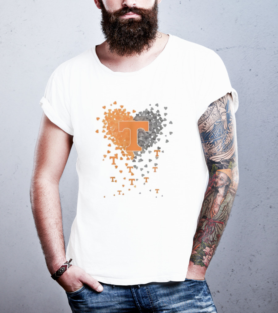 Heart Of Tennessee T With Orange And Gray Hearts T-Shirt