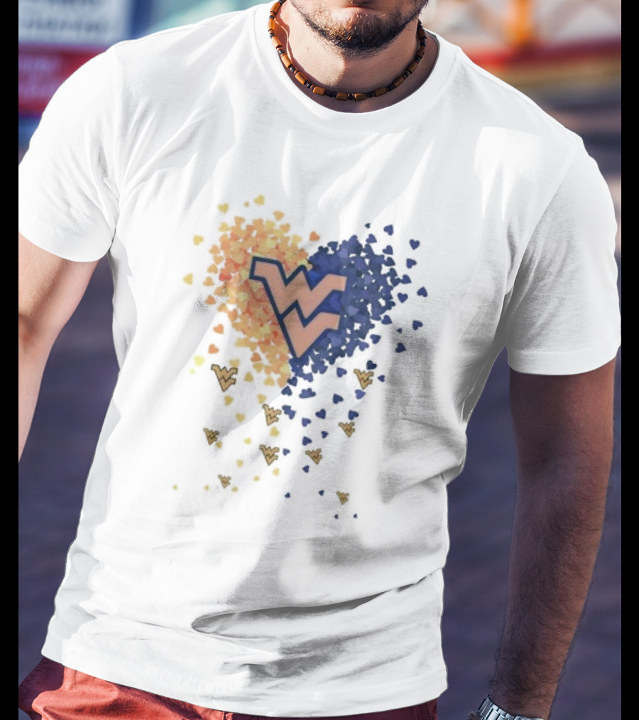 Heart Full Of West Virginia Mountaineers WV Logo And Colorful Hearts T-Shirt