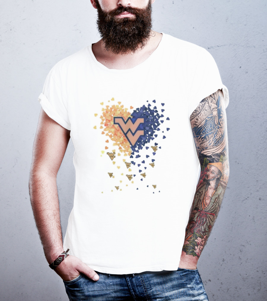 Heart Full Of West Virginia Mountaineers WV Logo And Colorful Hearts T-Shirt