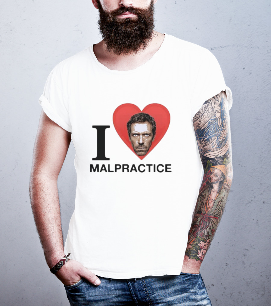 I Love Malpractice House MD Face In Heart T-Shirt
