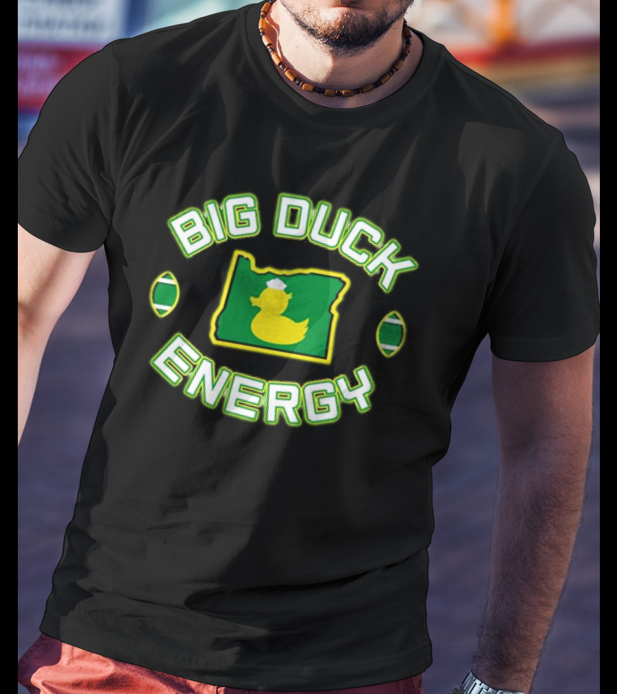 Oregon Ducks Big Duck Energy Football State Map T-Shirt