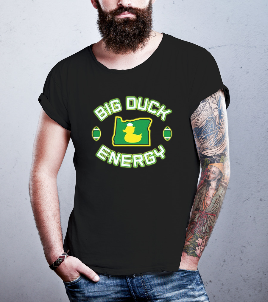 Oregon Ducks Big Duck Energy Football State Map T-Shirt