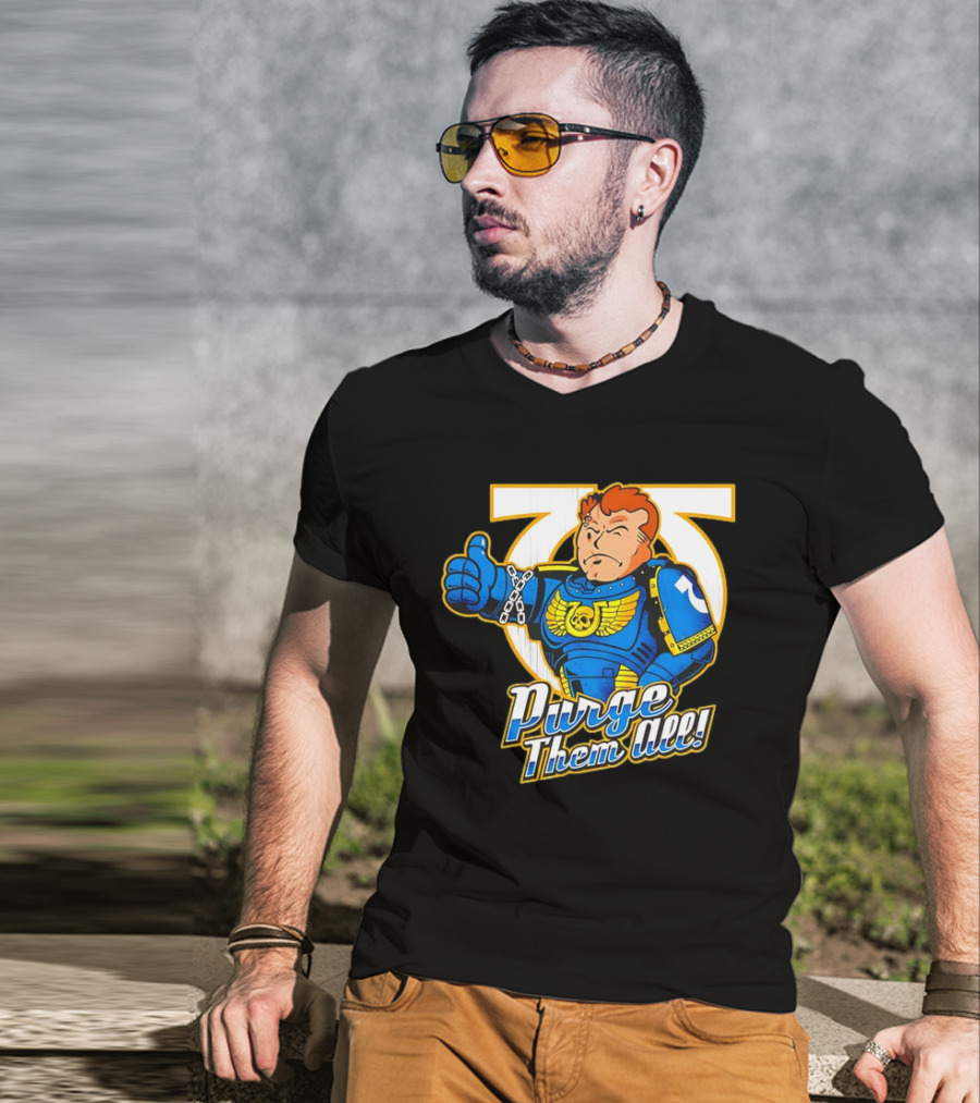 Demetrian Titus Warhammer 40K X Vault Boy Purge Them All Iconic Crossover Mashup T-Shirt
