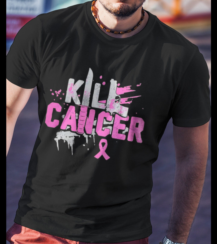Kill Cancer Pink Ribbon Knife T-Shirt