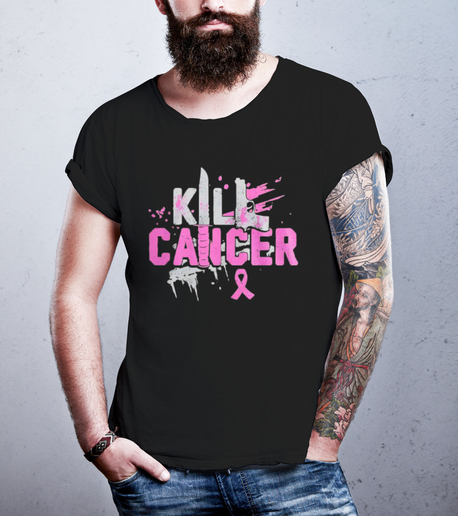 Kill Cancer Pink Ribbon Knife T-Shirt