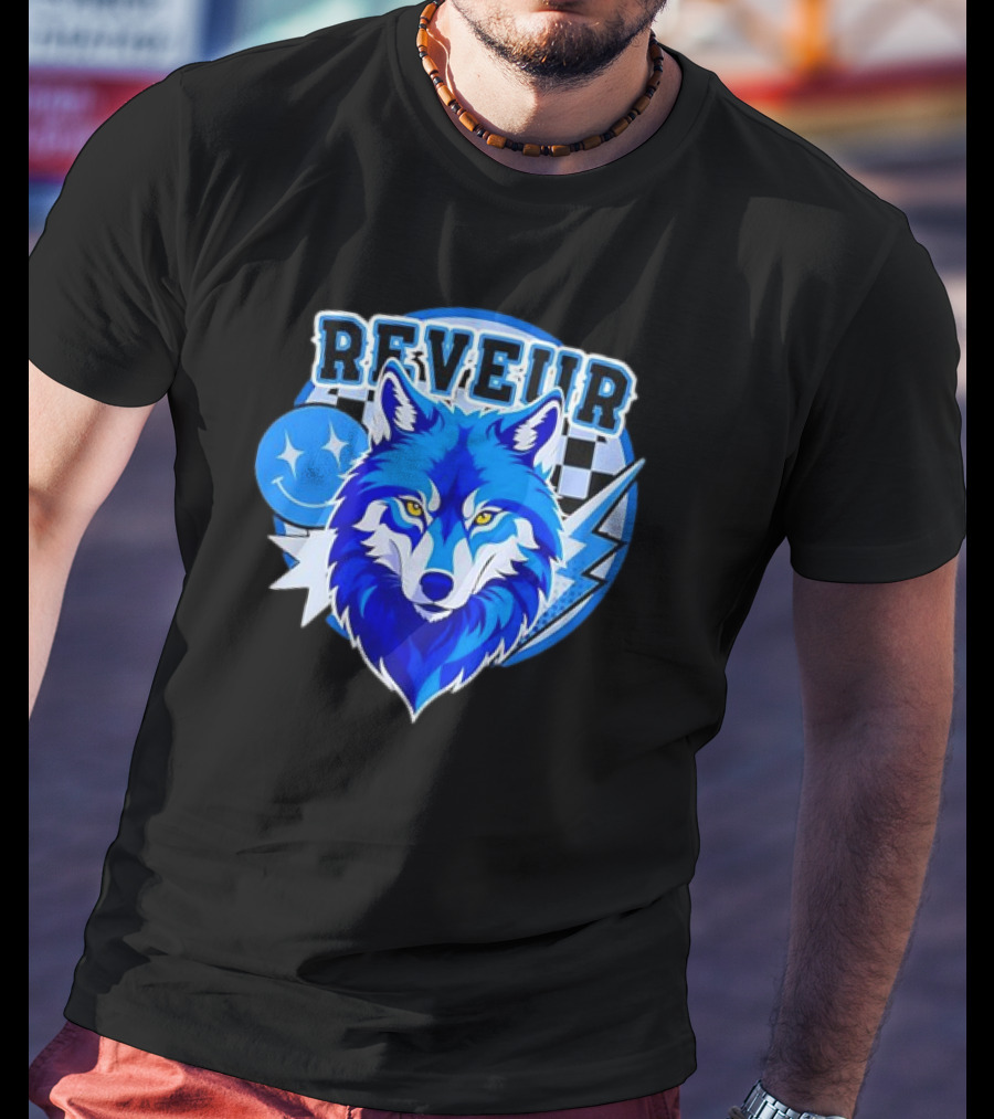 Reveur Blue Wolf Checkered Dreamers Emblem T-Shirt