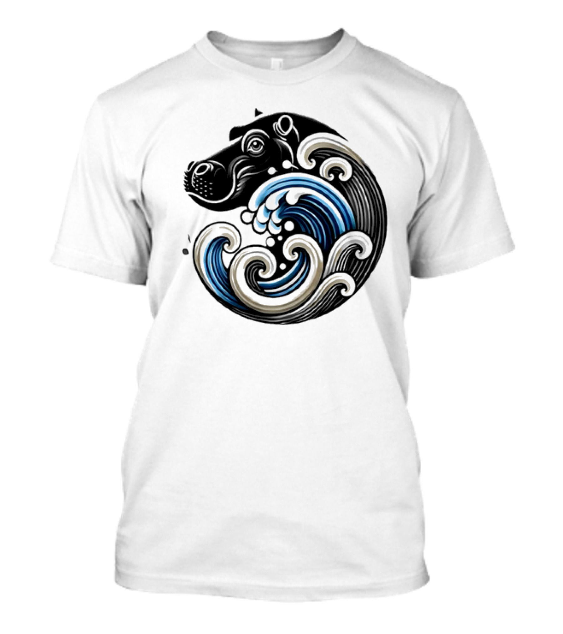 Funny Blue Wave Hippo Moo Deng T-Shirt