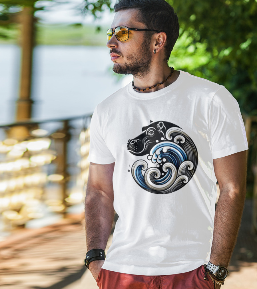 Funny Blue Wave Hippo Moo Deng T-Shirt