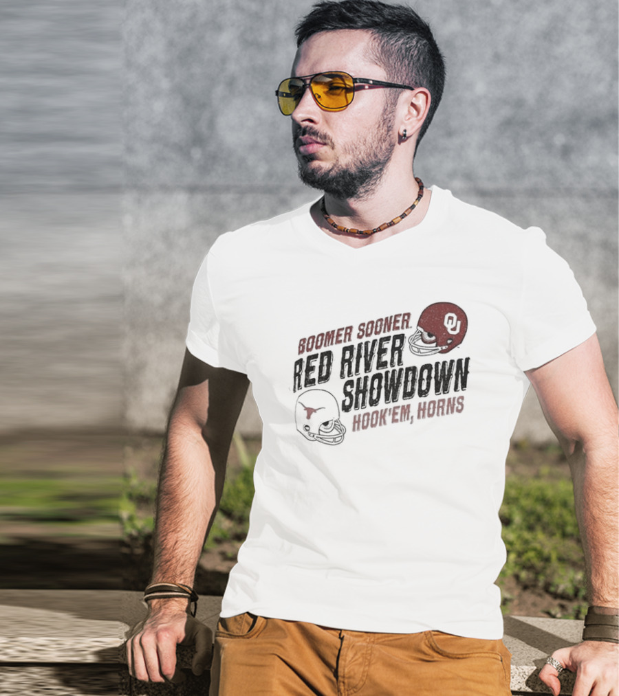 Boomer Sooner Hook 'Em Horns Red River Showdown OU Texas T-Shirt