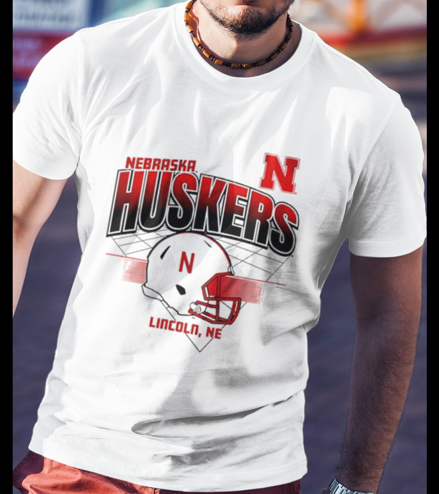 Nebraska Huskers Football Helmet Lincoln NE Grid Nebraska Licensed T-Shirt